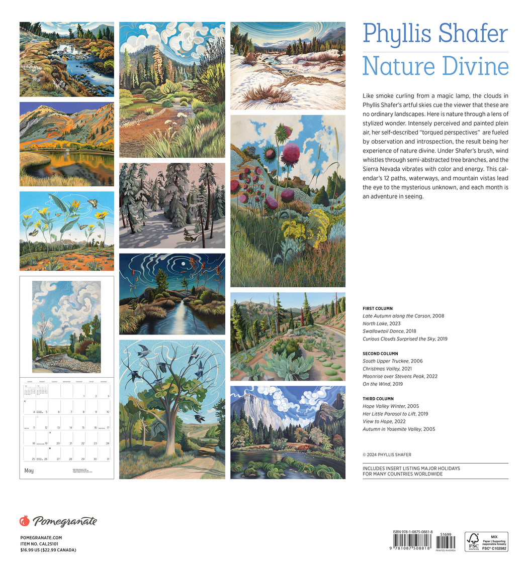 Phyllis Shafer: Nature Divine 2025 Wall Calendar_Back_Multipiece