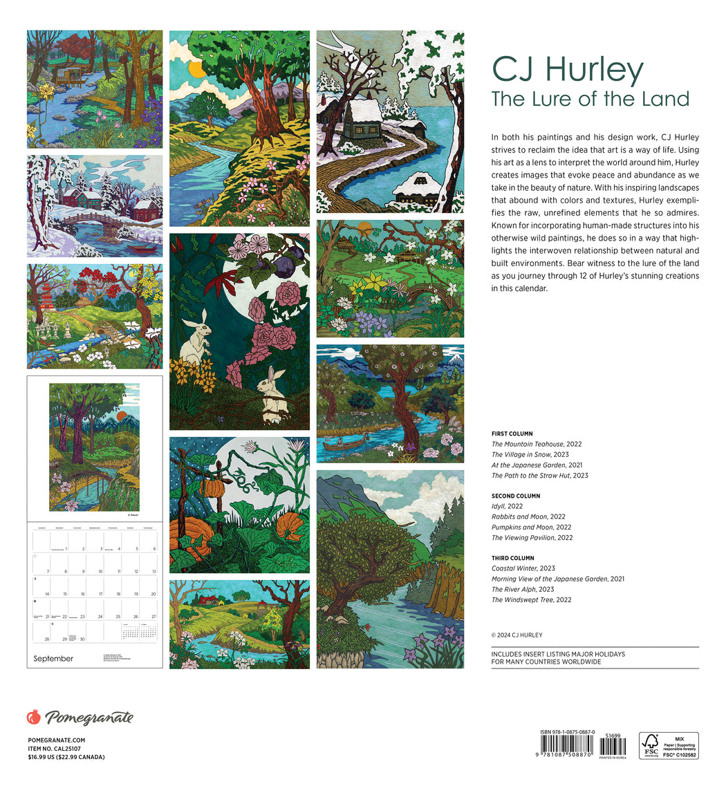 CJ Hurley: The Lure of the Land 2025 Wall Calendar_Back_Multipiece