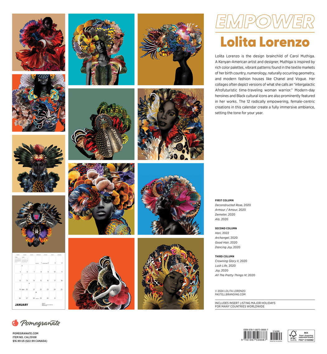 Lolita Lorenzo: Empower 2025 Wall Calendar_Back_Multipiece