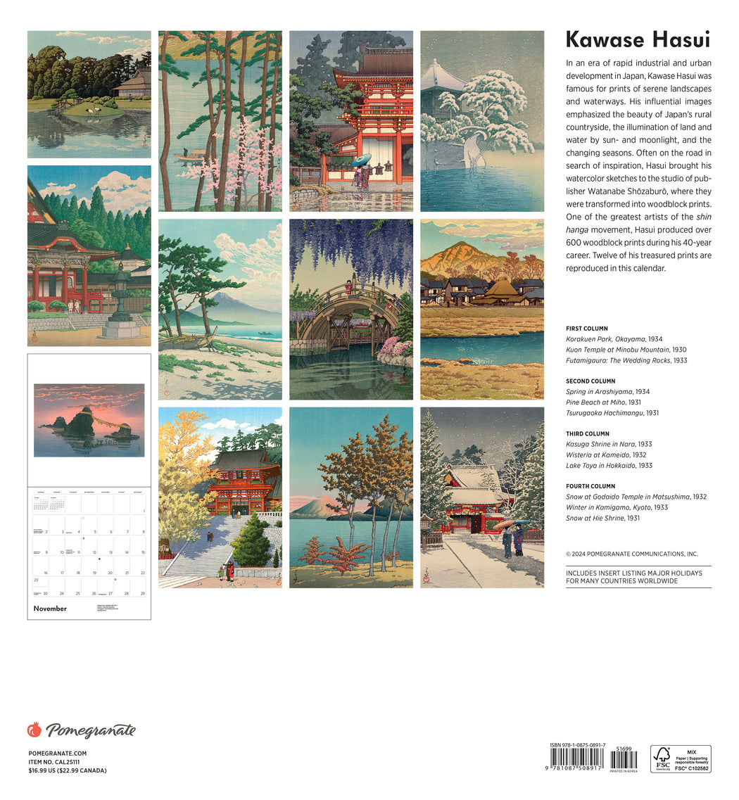 Kawase Hasui 2025 Wall Calendar_Back_Multipiece