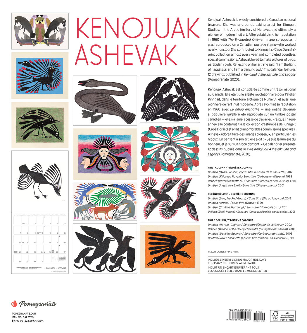 Kenojuak Ashevak 2025 Wall Calendar_Back_Multipiece