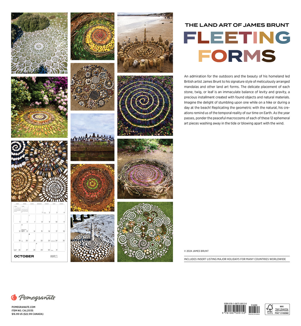 Fleeting Forms: The Land Art of James Brunt 2025 Wall Calendar_Back_Multipiece