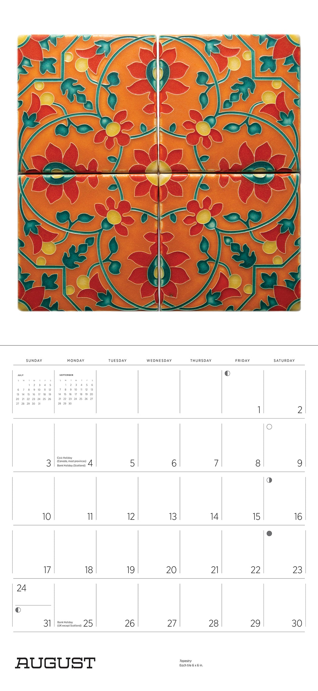 Arts & Crafts Tiles: Made by Motawi Tileworks 2025 Wall Calendar_Interior_2