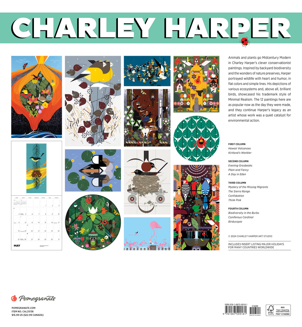 Charley Harper 2025 Wall Calendar_Back_Multipiece