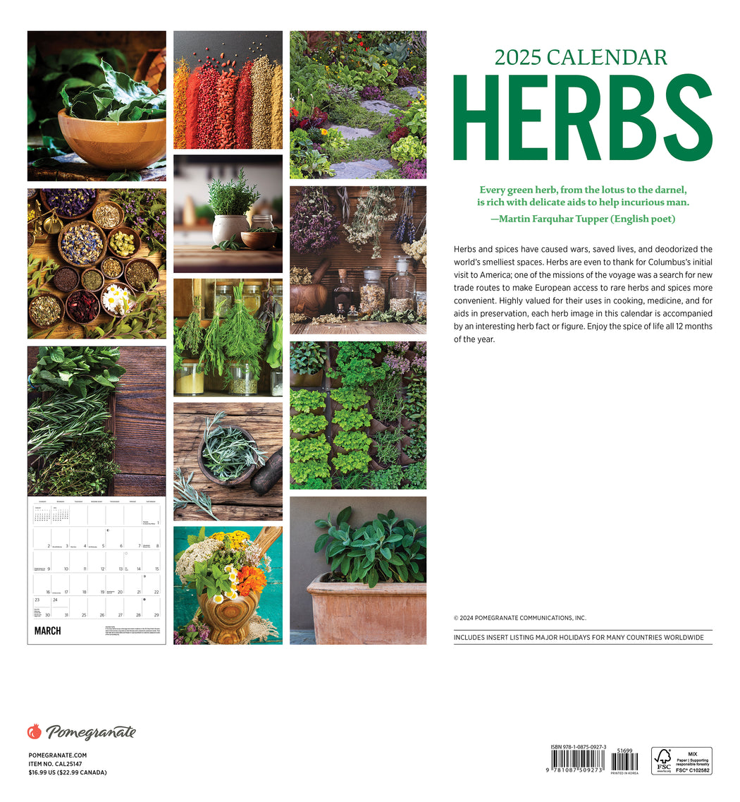 Herbs 2025 Wall Calendar_Back_Multipiece