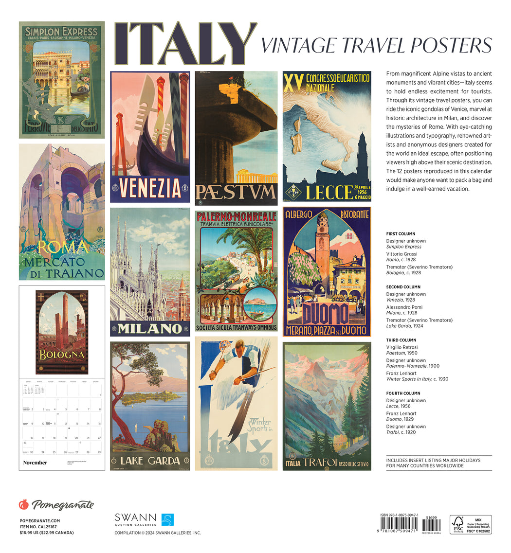 Italy: Vintage Travel Posters 2025 Wall Calendar_Back_Multipiece