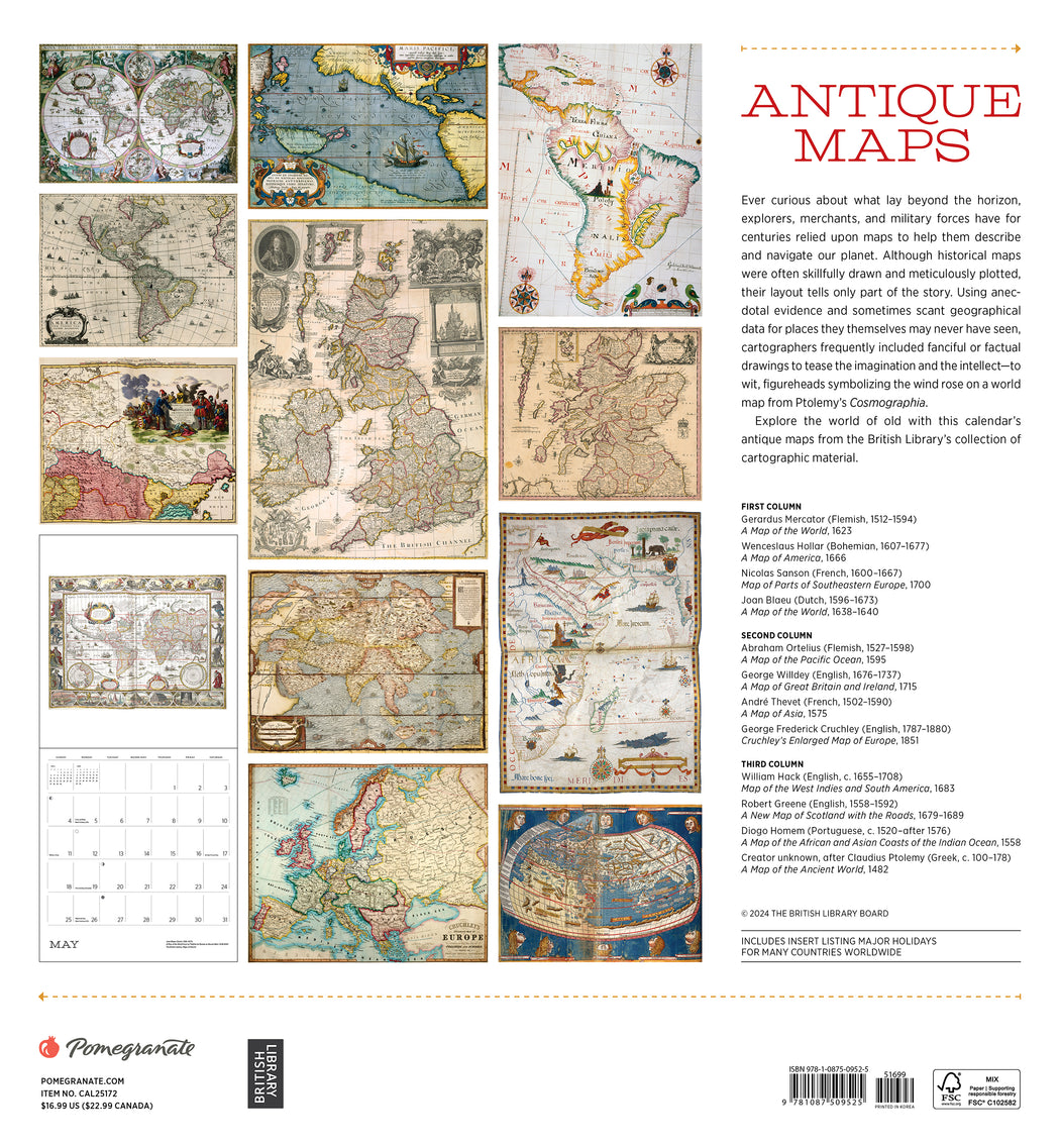 Antique Maps 2025 Wall Calendar_Back_Multipiece