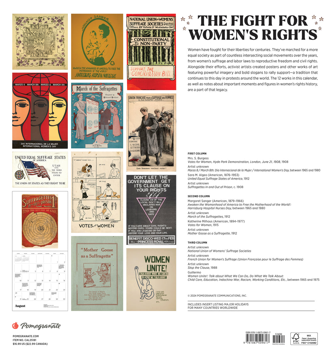 The Fight for Women’s Rights 2025 Wall Calendar_Back_Multipiece