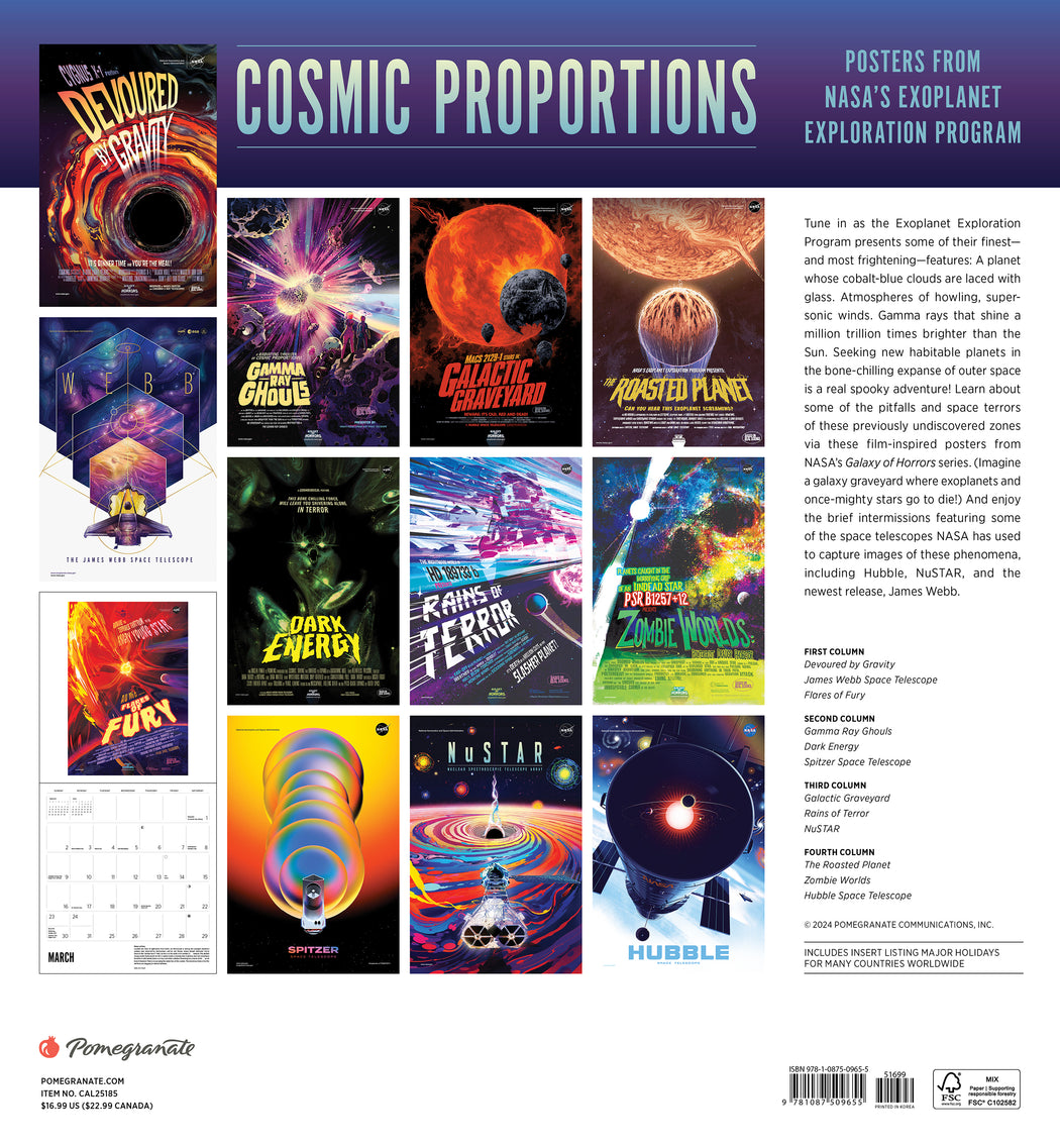 Cosmic Proportions: Posters from NASA’s Exoplanet Exploration Program 2025 Wall Calendar_Back_Multipiece