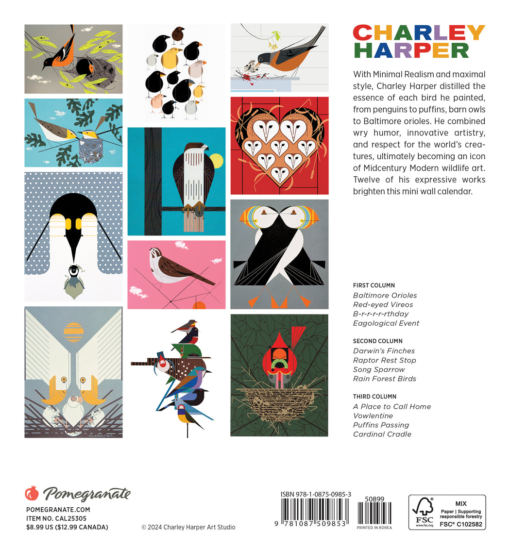 Charley Harper 2025 Mini Wall Calendar_Back_Multipiece