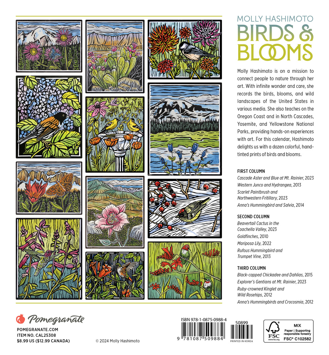 Molly Hashimoto: Birds & Blooms 2025 Mini Calendar_Back_Multipiece