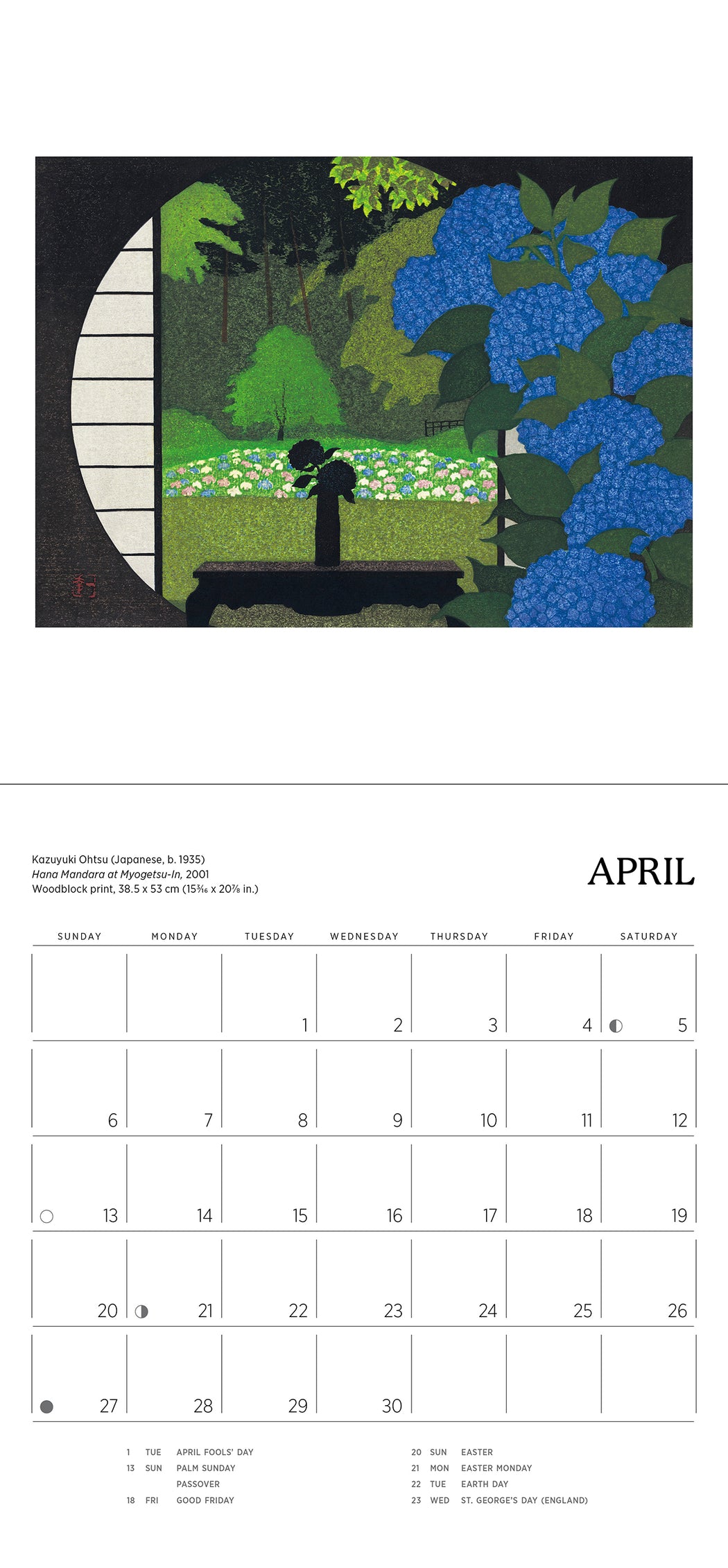 Serenity: Kazuyuki Ohtsu 2025 Mini Wall Calendar_Interior_2