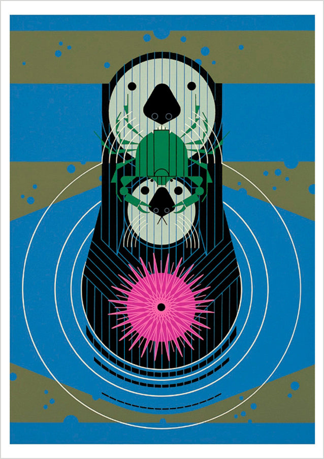 Charley Harper: Devotion in the Ocean Birthday Card_Front_Flat