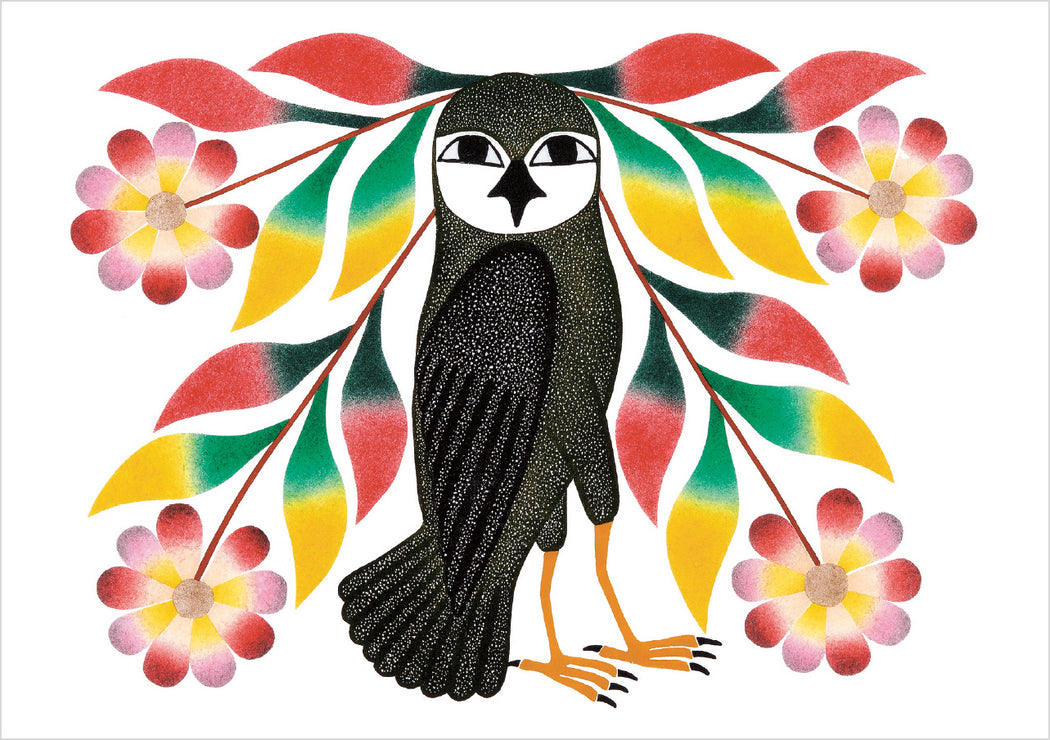 Kenojuak Ashevak: Owl’s Bouquet Birthday Card_Front_Flat