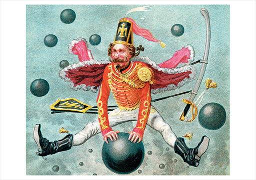 Baron Munchausen Riding a Cannonball Birthday Card_Front_Flat