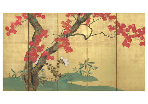 Sakai Hōitsu: Cherry and Maple Trees Birthday Card_Front_Flat