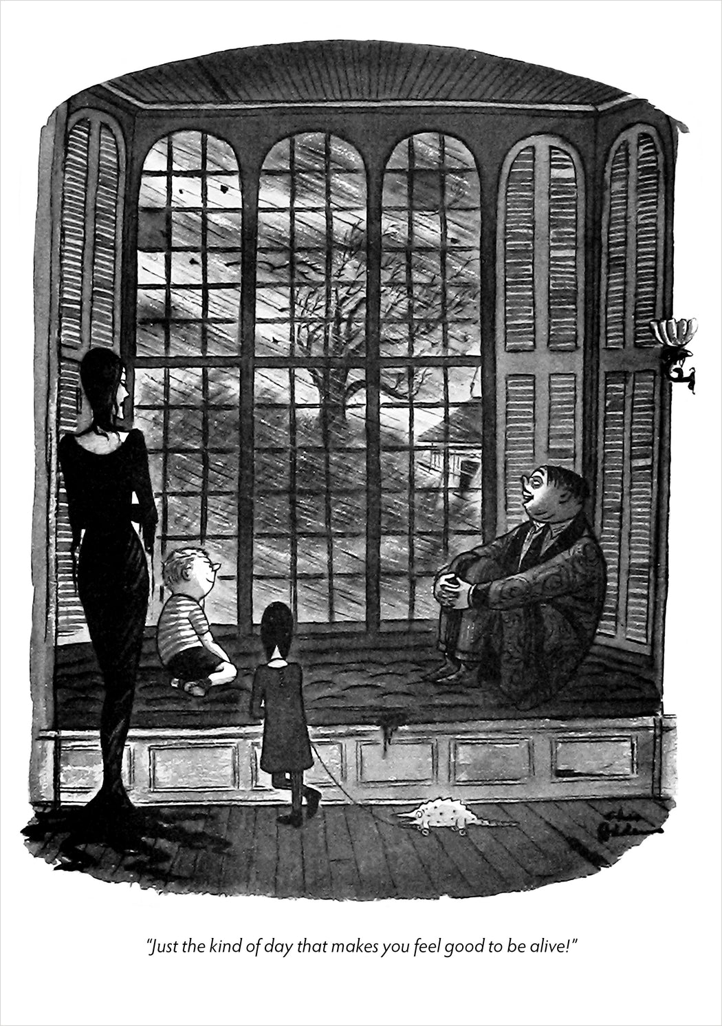 Charles Addams: Good to be Alive Birthday Card_Front_Flat
