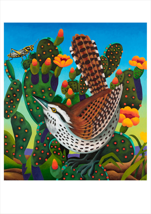 Billy Hassell: Eye on the Prize, Cactus Wren Birthday Card_Front_Flat