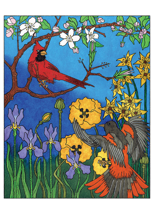 CJ Hurley: Cardinal and Oriole Birthday Card_Front_Flat