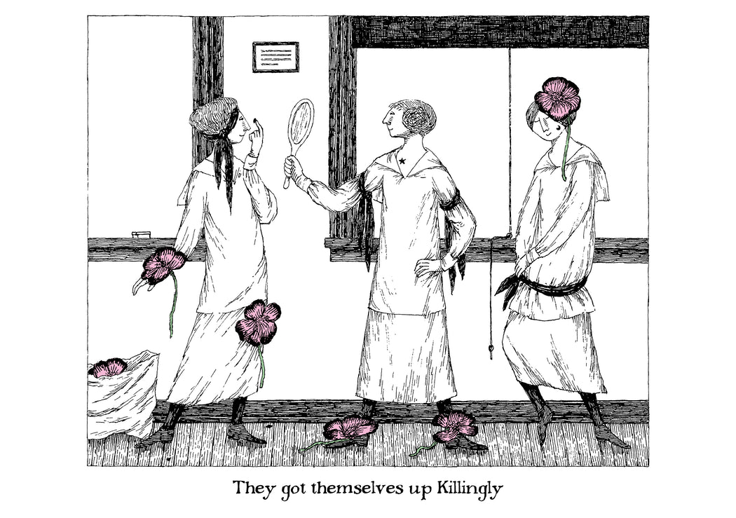 Edward Gorey: They Got Themselves Up Killingly Birthday Card_Front_Flat