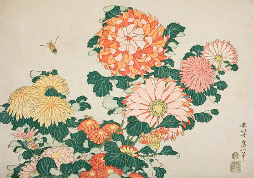 Hokusai: Chrysanthemums and Bee Birthday Card_Front_Flat