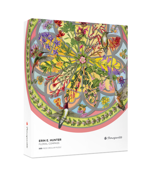 Erin E. Hunter: Floral Compass 500-Piece Circular Jigsaw Puzzle_Primary