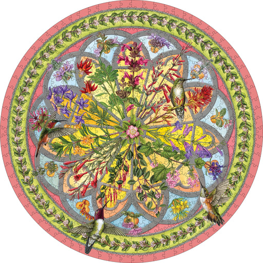 Erin E. Hunter: Floral Compass 500-Piece Circular Jigsaw Puzzle_Zoom