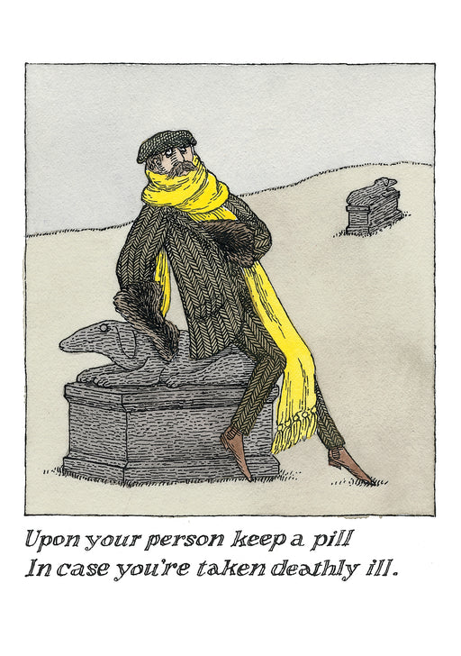 Edward Gorey: Upon Your Person Keep a Pill Notecard_Front_Flat