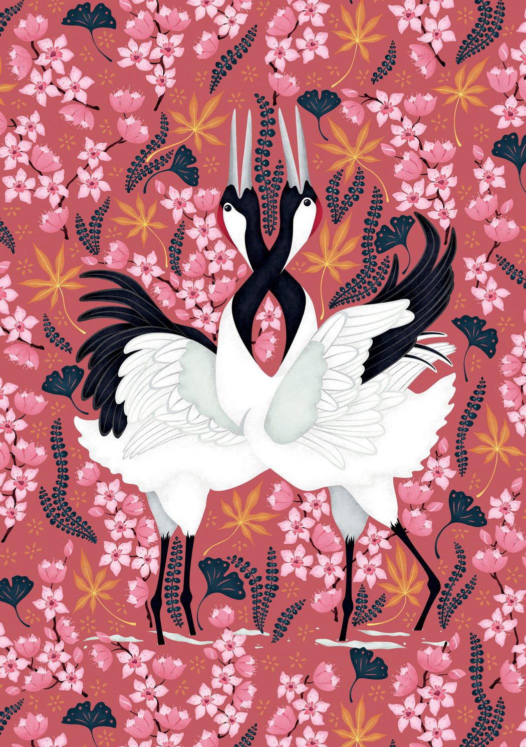 Catherion Marion: Japanese Cranes Notecard_Front_Flat